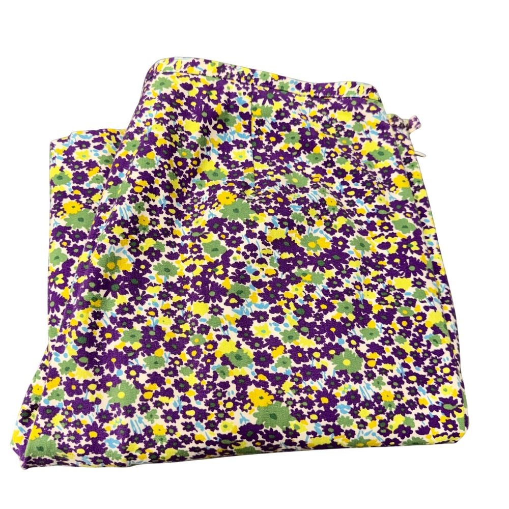 J McLaughlin Pants Womens 10 (32x26 ACTUAL) Floral Purple Preppy Cottage‎